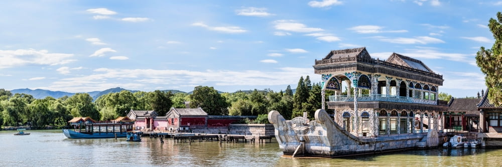 Marble Boat at the Summer Palace Kunming Lake Beijing China Canvas Art - Panoramic Images (6 x 18)