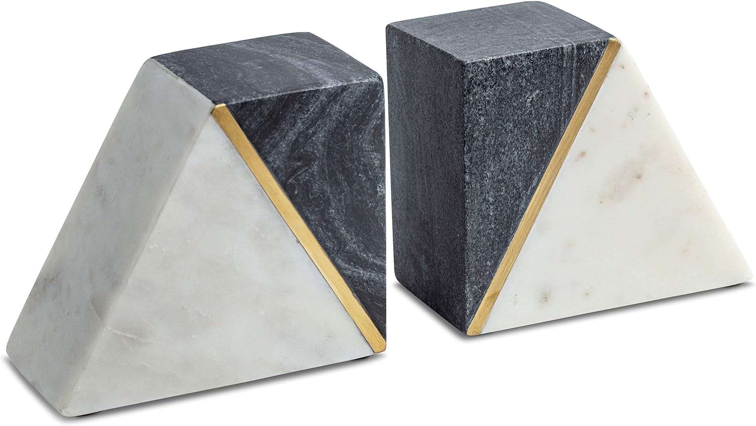 BUICCE Natural Travertine Marble Bookends – Heavy Duty Arch Design For Shelves & Desks | Beige