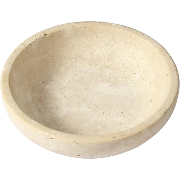 Marble Bowl Decorative, 7.8 Entryway Travertine Bowl For Keys Fruit Candy Jewelry, Natural Stone Bowls for Entry Table, Organic Modern Home Decor for Centerpieces, Beige