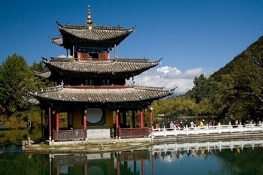 Marble Bridge to Pagoda Yunnan China Canvas Art - Dave Bartruff DanitaDelimont (24 x 15)