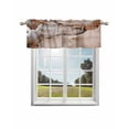 thumbnail image 1 of Marble Brown Curtain Valance for Windows/Living Room/Kitchen/Bathroom/Café, Short Rod Pocket Tier Curtain Window Treatment Panel Modern Abstract Ink Painting Luxury Topper Curtain 60''x18'', 1 of 6