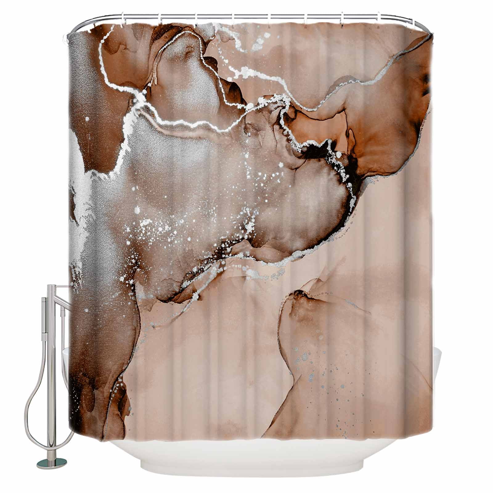 HoMagic Brown Wave 3D Shower Curtain – Waterproof Polyester, Blackout, Pictorial Design, Bathroom Decor