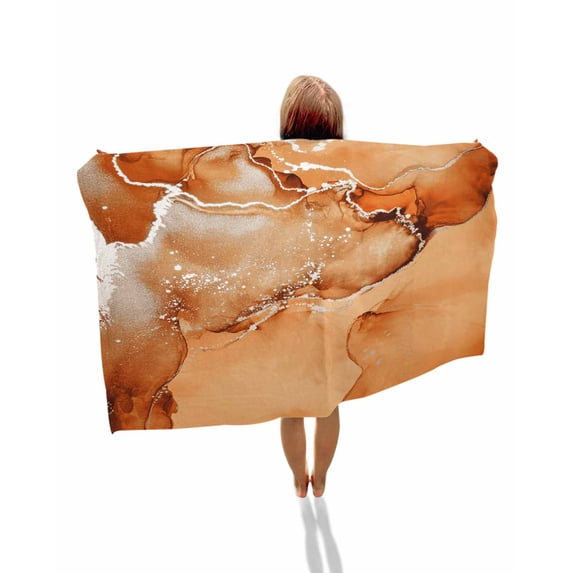 Marble Burnt Orange Beach Towels Oversized Super Absorbent, Modern Abstract Ink Painting Luxury Lightweight Bath Towel Quick Dry Sets For Bathroom/Pool/Rv Camping/Beach Play/Gym Room/Picnic 30"x60"
