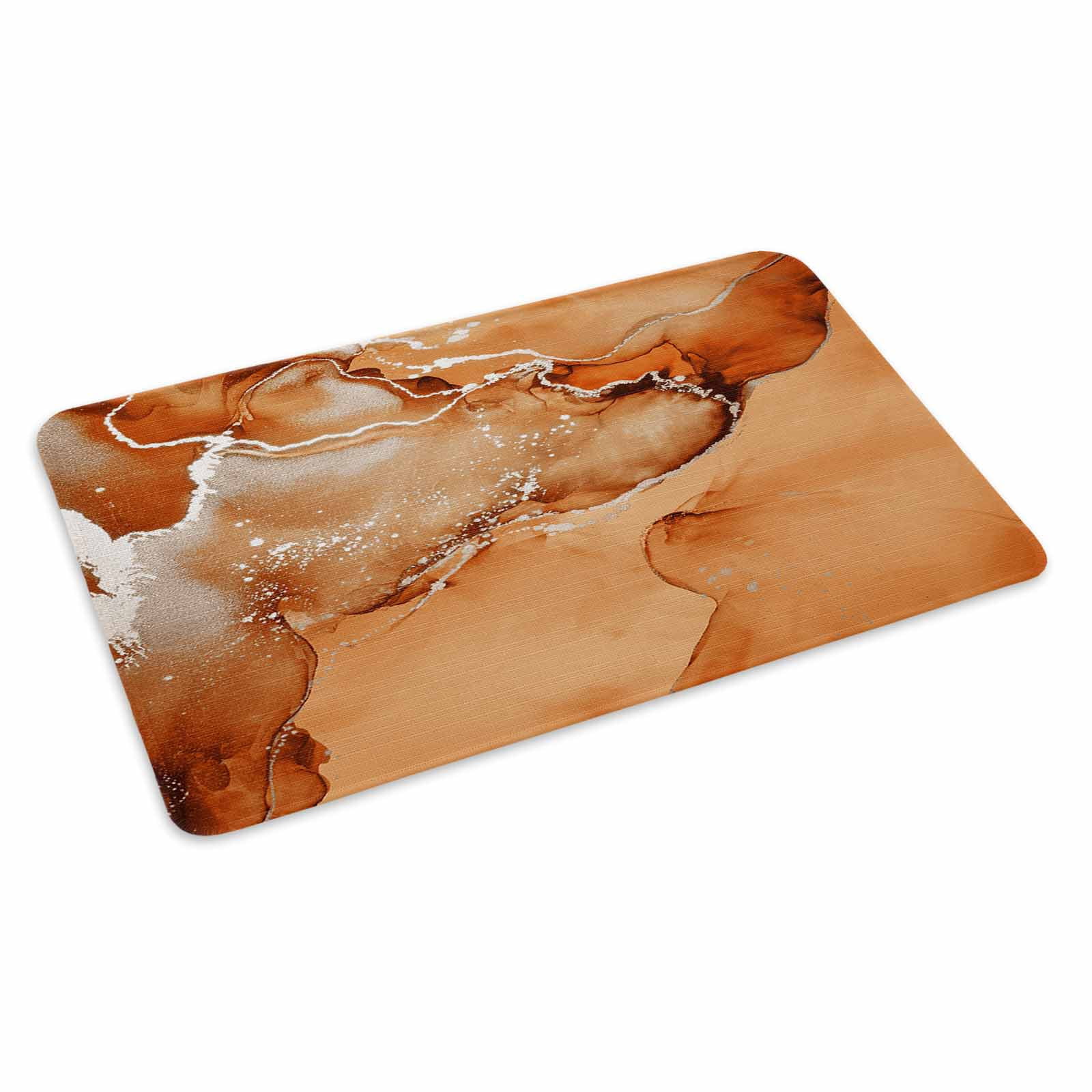 Marble Burnt Orange Doormat Outdoor Entrance 24"x36", Modern Abstract Ink Painting Luxury Absorb Moisture Dirt Door Mats, Non-Slip Rubber Backing Floor Mats Indoor, Low-Profile Front Door Rugs