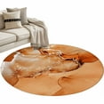 thumbnail image 1 of Marble Burnt Orange Round Area Rug 3 FT, Small Kitchen Bathroom Mat, Modern Abstract Ink Painting Luxury Washable Indoor Outdoor Throw Runner Carpet Doormat for Table Shower Sofa Entryway, 1 of 9