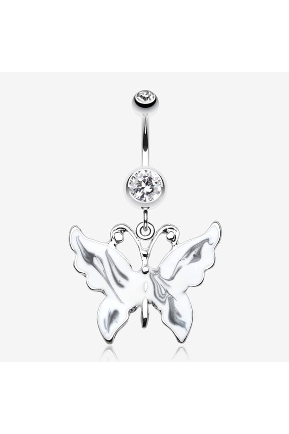 Marble Butterfly Belly Button Ring