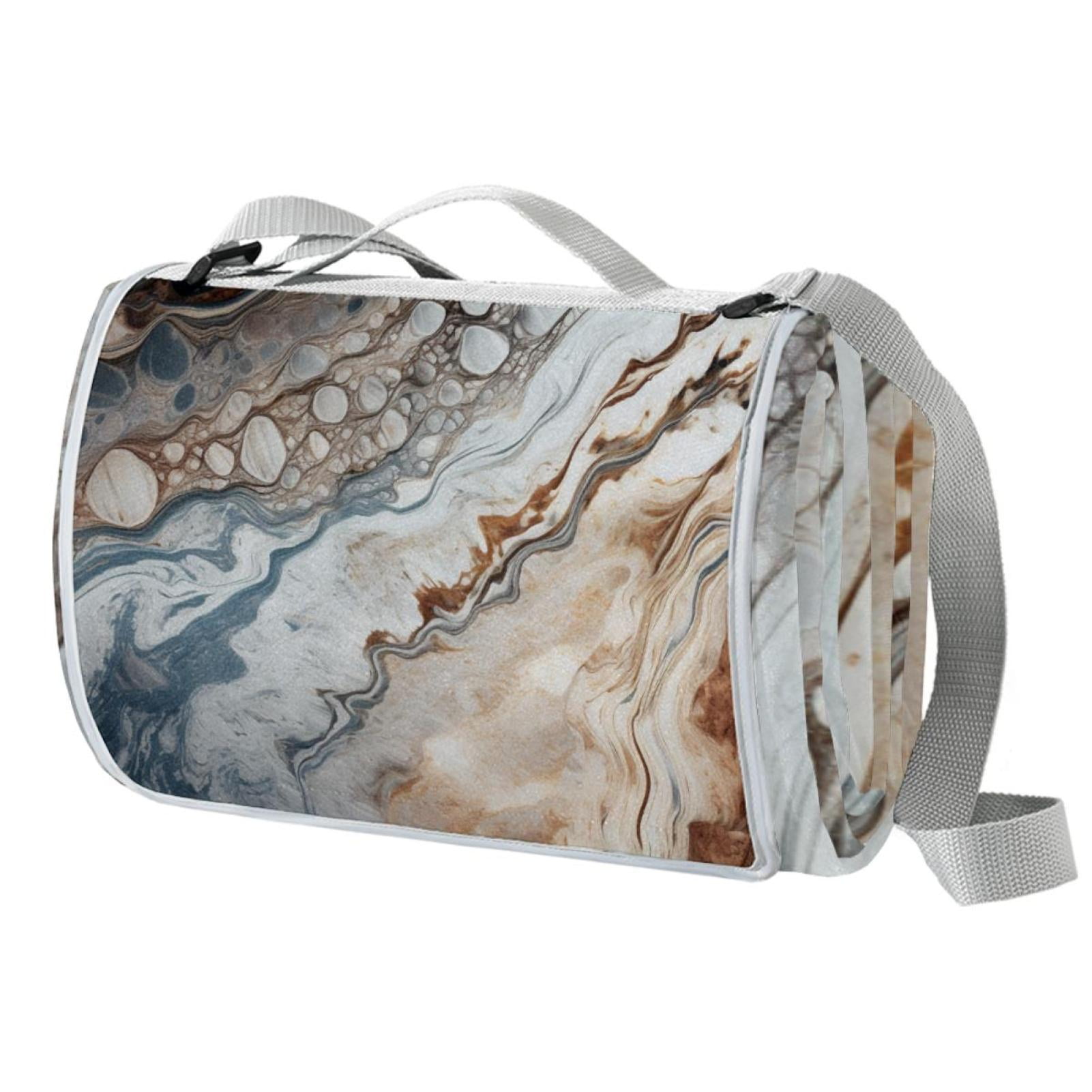 Marble Canvas Beach Blanket Picnic Mat Oversized Outdoor Rug for Beach, Camping, and Picnics