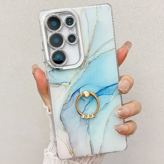 Marble Case for Samsung Galaxy A36 5G, Galaxy A36 5G Case for Girls Women, Slim Fit with Glitter Ring Holder Kickstand Bumper Soft TPU Shockproof Anti-Scratch Case Cover