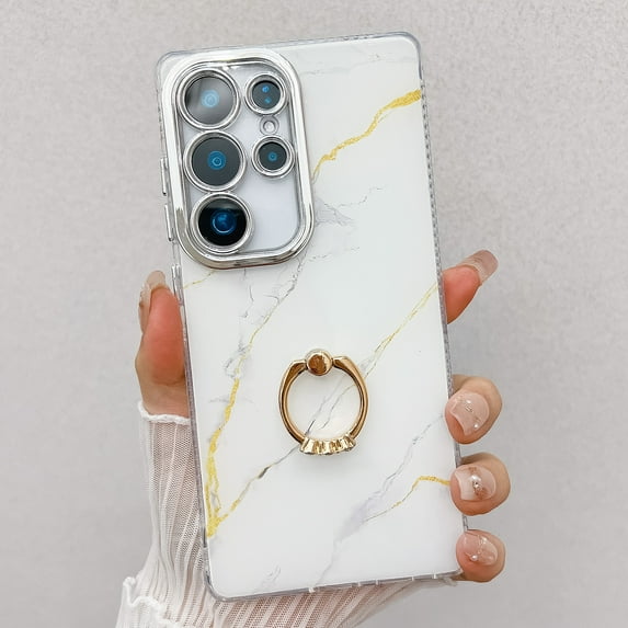 Marble Case for Samsung Galaxy A36 5G, Galaxy A36 5G Case for Girls Women, Slim Fit with Glitter Ring Holder Kickstand Bumper Soft TPU Shockproof Anti-Scratch Case Cover