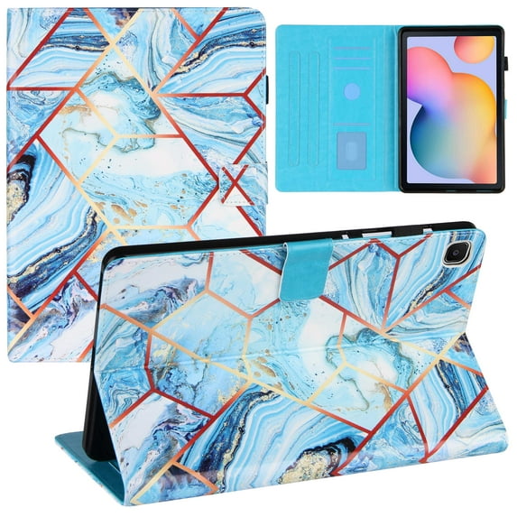 Marble Case for Samsung Galaxy Tab S6 Lite SM-P610/P615, Flip Leather Cover Stand Folding Shockproof Protective Case for Samsung Tab S6 Lite 10.4" SM-P610/P615 Tablet, Blue Marble