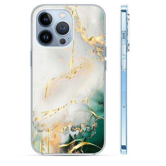 Marble Case for iPhone 11 Pro, Ultra Slim Thin Fit Full-Body Stylish Soft Silicone Shockproof Protective Case Rugged Back Golden Glitter Design Military Grade Drop Resistant Cover for Women Girls,B