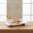 thumbnail image 1 of Marble Charcuterie Board Display White Cheese Cutting Footed Stand Tray with Wooden Feet for Vanity, Kitchen and Serving, or as a Gatherings Elegant Cheese Board Gift, 1 of 4