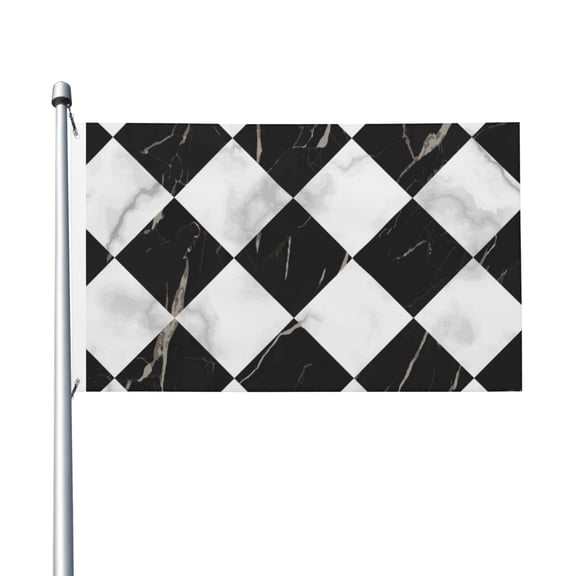Marble Check Diagonal Black White Flag 3X5 Ft Garden Yard House Flags Banner Sign Outdoor Indoor Party Home Garden Decoration