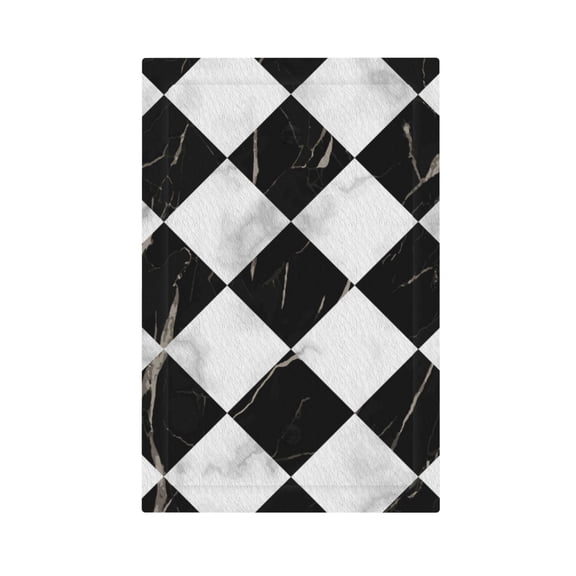 Marble Check Diagonal Black White Light Switch Cover Decorator No Device Blank Wall Plate 1-Gang Receptacle Outlet Decor