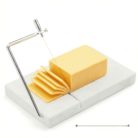 Marble Cheese Slicer Board 5x8 Inch, Upgrade Thick-Wire Cheese Cutter Heavy Duty, 1 Pack Includes Extra Wire