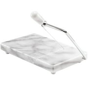 Marble Cheese Slicer & Serving Tray, 8” x 5”, Gray Marble with Steel Arm