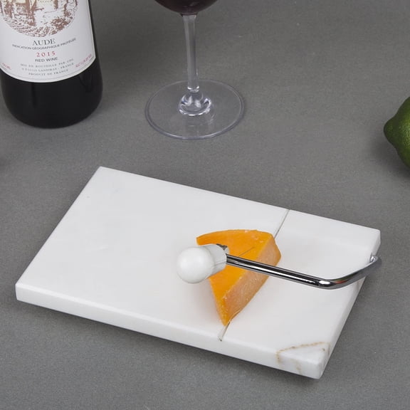 Marble Cheese Slicer with Wire Cutter - 8x5 Inch Heavy Duty Board for Block Cheese and Butter