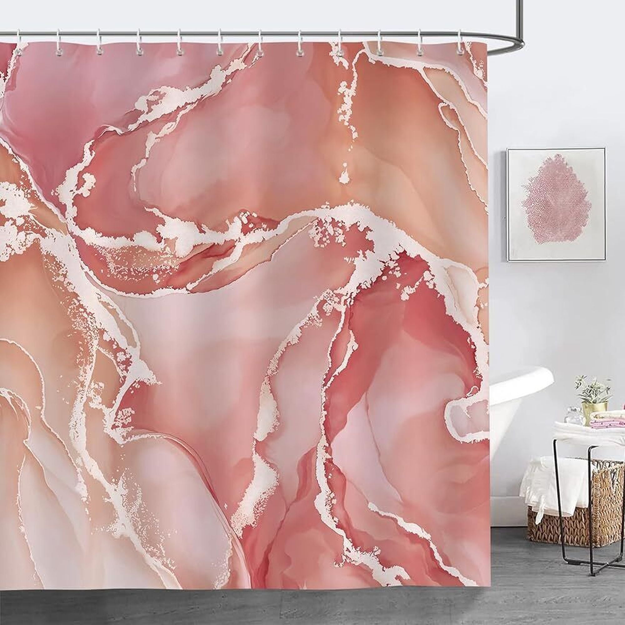 Marble Chic Luxe Pink Gold Shower Curtain for Modern Bathrooms
