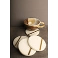 thumbnail image 1 of Marble Coaster, White Marble Coaster, Set of 4, Handmade Coaster with Brass Inlay,  4-inch, 1 of 5