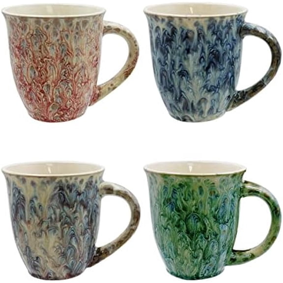 Marble Coffee Mugs Set of 4, 18 oz Unique Glazed Tea Cup, Large Mugs for Home Dcor or Office for Hot Chocolate, Cappuccino, Microwave Safe, Gorgeous Oversized Mug Gift for Mom