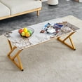 thumbnail image 1 of Marble Coffee Table, 47'' Sintered Stone Coffee Table for Living Room,Gold Center Table with Metal Leg, Modern Center Table for Living Room, 1 of 7