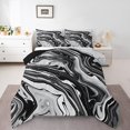 thumbnail image 1 of Marble Down Comforter For Adults Men,Black White Abstract Fluid Marble Grain Queen Comforter Set Gradient Marbling Bedding Set Ink Marble Texture Bed Set, 1 of 7