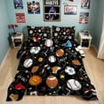 thumbnail image 1 of Twin Sports Comforter Set Black Ball Bedding Sets for Boys Girls Kids Teen 3D Soccer Basketball Baseball Football Design 5Pcs Bed in A Bag, 1 of 7