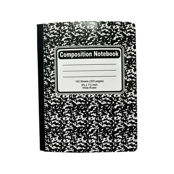 Marble Composition Notebook, 1-Pack Bulk Composition Notebooks Wide Ruled, 100 Sheets (200 Pages) 7-1/2" x 9-3/4" Marble Notebooks Wide Ruled, College Supplies