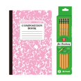 thumbnail image 1 of Marble Composition Notebook,Wide Ruled,30 sheets 60 Pages,Wide Ruled Composition Notebook,Marble Composition Notebook College Ruled,A5 Stitched Notebook 12 Sharpened Wooden Pencils, 1 of 9