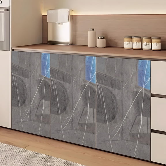 Marble Contact Paper – 118 x 24 In Faux Marble Adhesive Film, Waterproof Oil-Resistant PVC for Kitchen Countertops, Cabinets & Bathroom Walls – Gray Black – 1 Roll