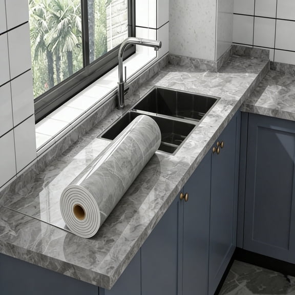 Marble Contact Paper, Wallpaper Marble Peel and Stick Wallpaper for Countertops Self-Adhesive Wall Paper Removable Waterproof Vinyl Faux Granite Dcor for Furniture Upcycling