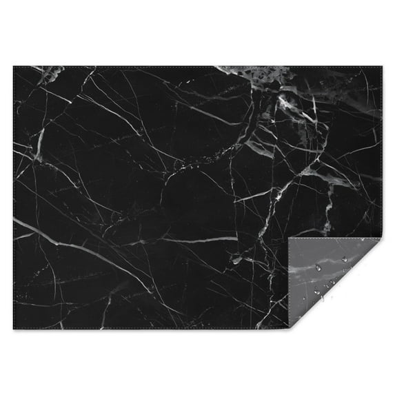 Marble Crack Black Tablecloth,Wipeable Polyester Table Cover for Rectangle Tables,Foldable Table Clothes Fitted Tablecloths for Dining Room Camping Indoor Outdoor