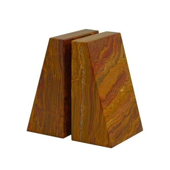 Marble Crafter BE20-SB Zeus Bookends, Saffron Brown Onyx