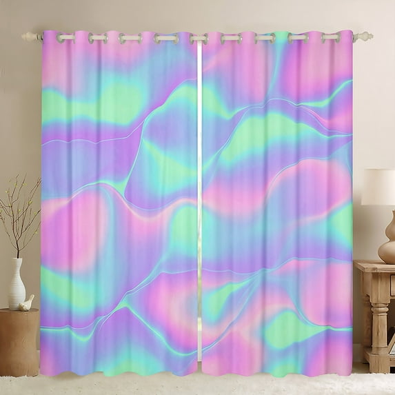 Marble Curtains & Drapes Omber 30%-50% Blackout Curtains 52"Wx84"L 2 Panels Tie Dye Pastel Curtains Watercolor Art Girly Window Curtains For Livingroom Decor