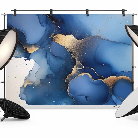 Marble Dark Backdrop for Photography, Blue Abstract Stone Texture Natural Crack Modern Photo Backdrop Portrait Background Party Banner Photo Backgrounds for Studio Booth Props, 7x5ft