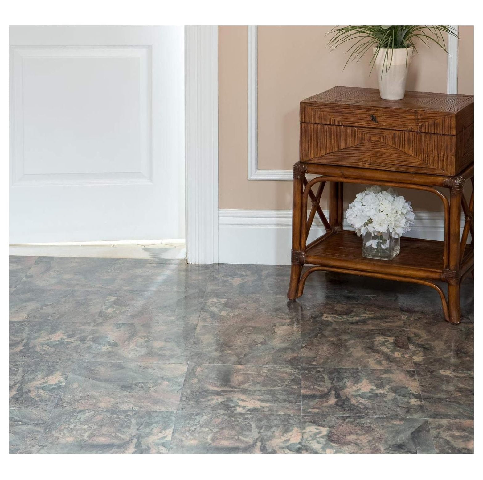 Marble Dark Slate Marble Vinyl Floor Tiles Self Stick Peek Flooring 12 ...
