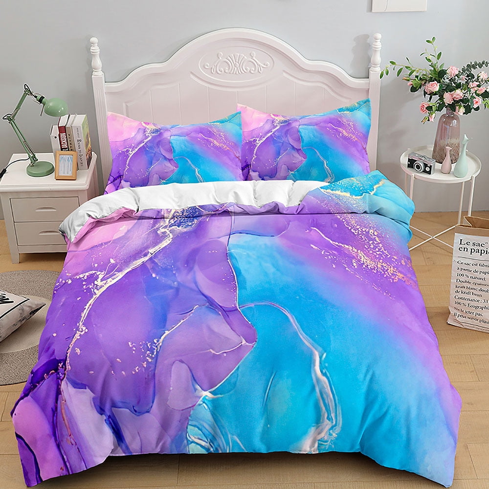Marble Decorative Kids Duvet Cover Sets, Luxurious Quicksand Art Soft