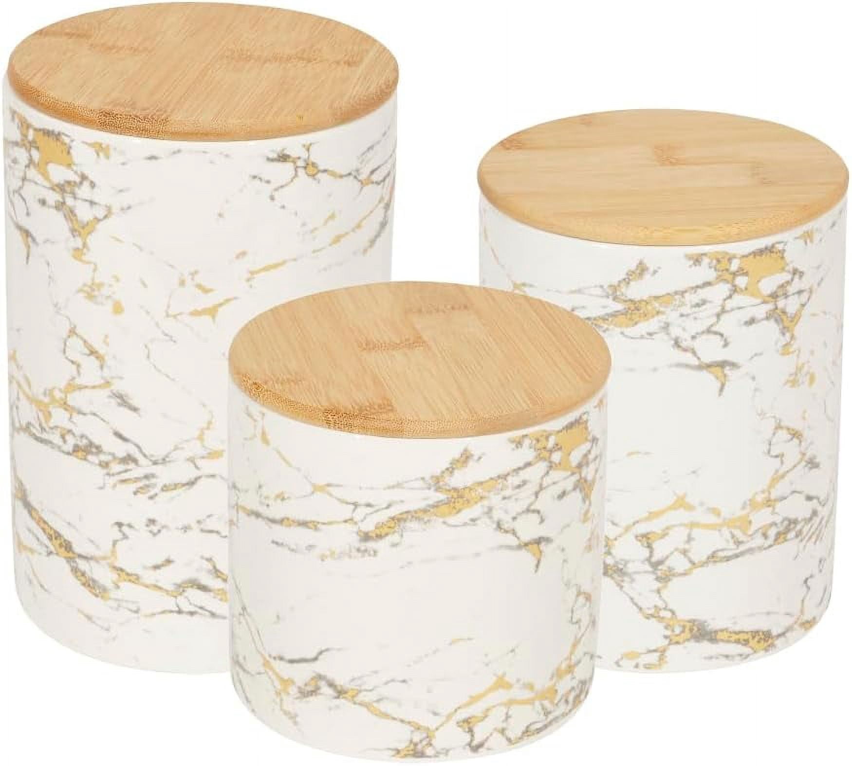 Marble Design 3 Piece Kitchen Canisters (White) Modern Canister Sets ...