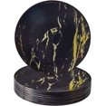 thumbnail image 1 of Marble Design Disposable Dinner Plates For Party (10 Pc) Heavy Duty Disposable Dinner Set 10.25”, Fine Dining Plastic Dishes For Elegant China Look, for Upscale Wedding, Dining & Servings - Black/Gold, 1 of 5