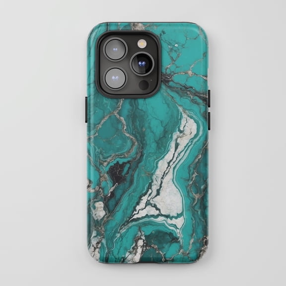 Marble Design For All iPhone Series Tough Phone Case Blue Marble