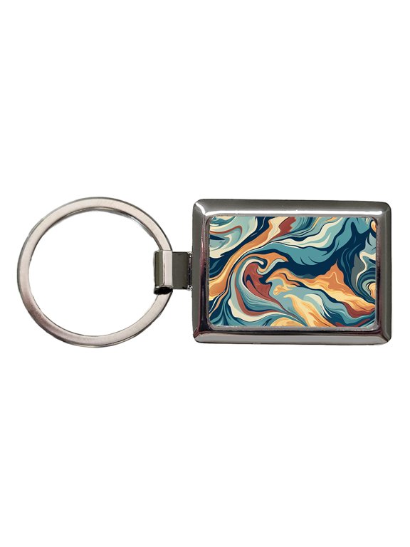 Marble Design Metal Rectangle Keychain