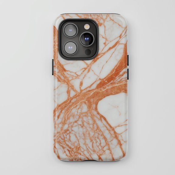 Marble Design Phone Case for All iPhone Series Protective Phone Case Elegant Marble Style White and Orange