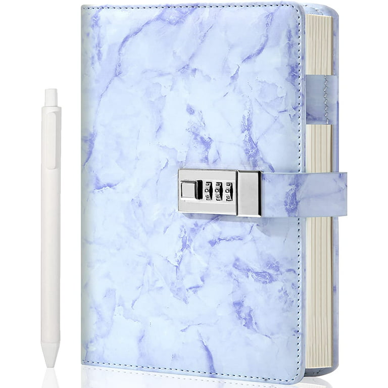 Marble Diary with Lock for Girls and Women, A5 Purple Notebook with Pen,  Password Locked Journal for Teen Girls Gift 