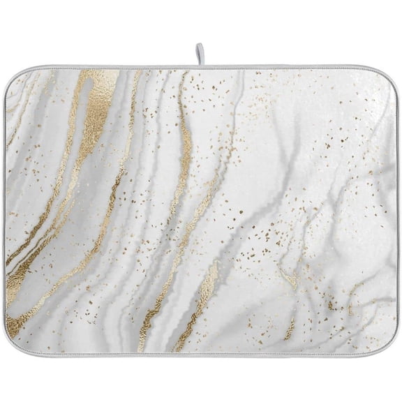 Marble Dish Drying Mat for Kitchen Counter White Golden Marble Gary Grey Drying Mats Super Absorbent Reversible Microfiber Kitchen Countertop Protector Dishes Pad Medium 16x18 inch