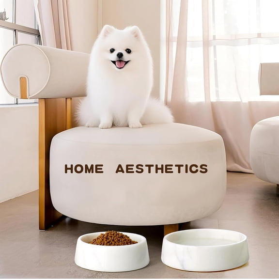 Marble Dog Bowl, Non-Slip Dog Food Water Bowl, Small Weighted Stone Dish, Natural Marble Heavy Pet Bowl for Cats and Small Dogs, Easy to Clean, for Pet Lovers, Holds 4 Cups(5 lbs)