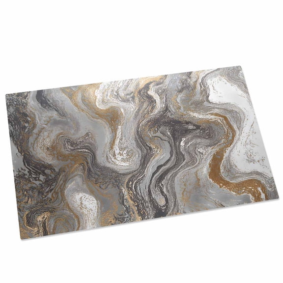 Marble Door Mat 16x24 Inch Abstract Fluid Art Grey Brown Marble Texture Modern Entryway Rug with Non-Slip Rubber, Front Door Rug Indoor Floor Mats for Living Room Bathroom Bedroom Home Office