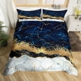 thumbnail image 1 of Marble Duvet Cover Set Gold Giltter Bedding Set Navy Blue Stone Marble Comforter Cover Adults Tie Dye Fluid Magma Abstract Art Hipster Quilt Cover 2 Pieces Twin Size Soft Bedroom Decor, 1 of 4