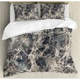 thumbnail image 1 of Marble Duvet Cover Set King Size, Ceramic Style Grunge Scratches with Formless Lines and Cracks Artwork, Decorative 3 Piece Bedding Set with 2 Pillow Shams, Tan Beige Dark Taupe, by Ambesonne, 1 of 3