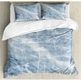 thumbnail image 1 of Marble Duvet Cover Set King Size, Pale Blue Marble Pattern with White Cracks on its Surface Geography Stone, Decorative 3 Piece Bedding Set with 2 Pillow Shams, Pale Blue White, by Ambesonne, 1 of 3