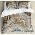 thumbnail image 1 of Marble Duvet Cover Set King Size, Surreal Onyx Stone Surface Pattern Pale Blue Details Artistic Picture, Decorative 3 Piece Bedding Set with 2 Pillow Shams, Cinnamon Grey Tan Beige, by Ambesonne, 1 of 3